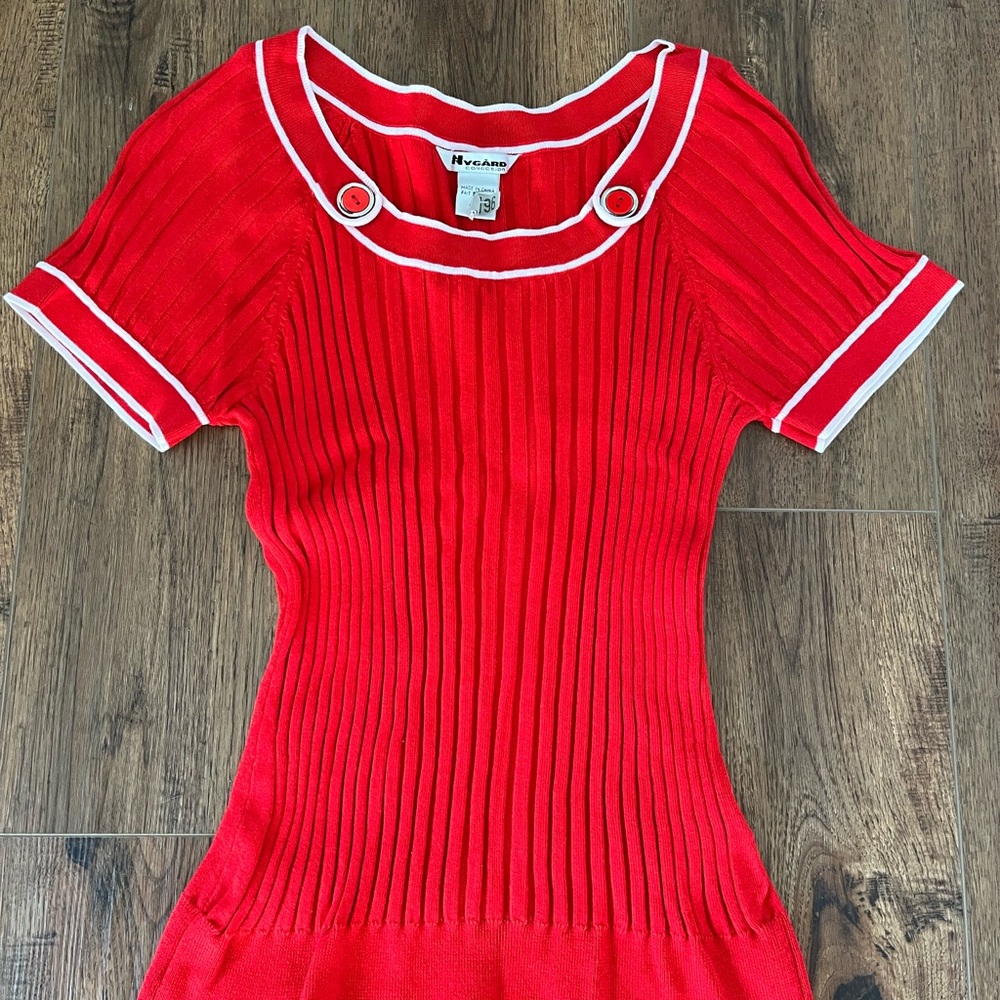 Peter Nygard Red and White Sailor Collar Blouse